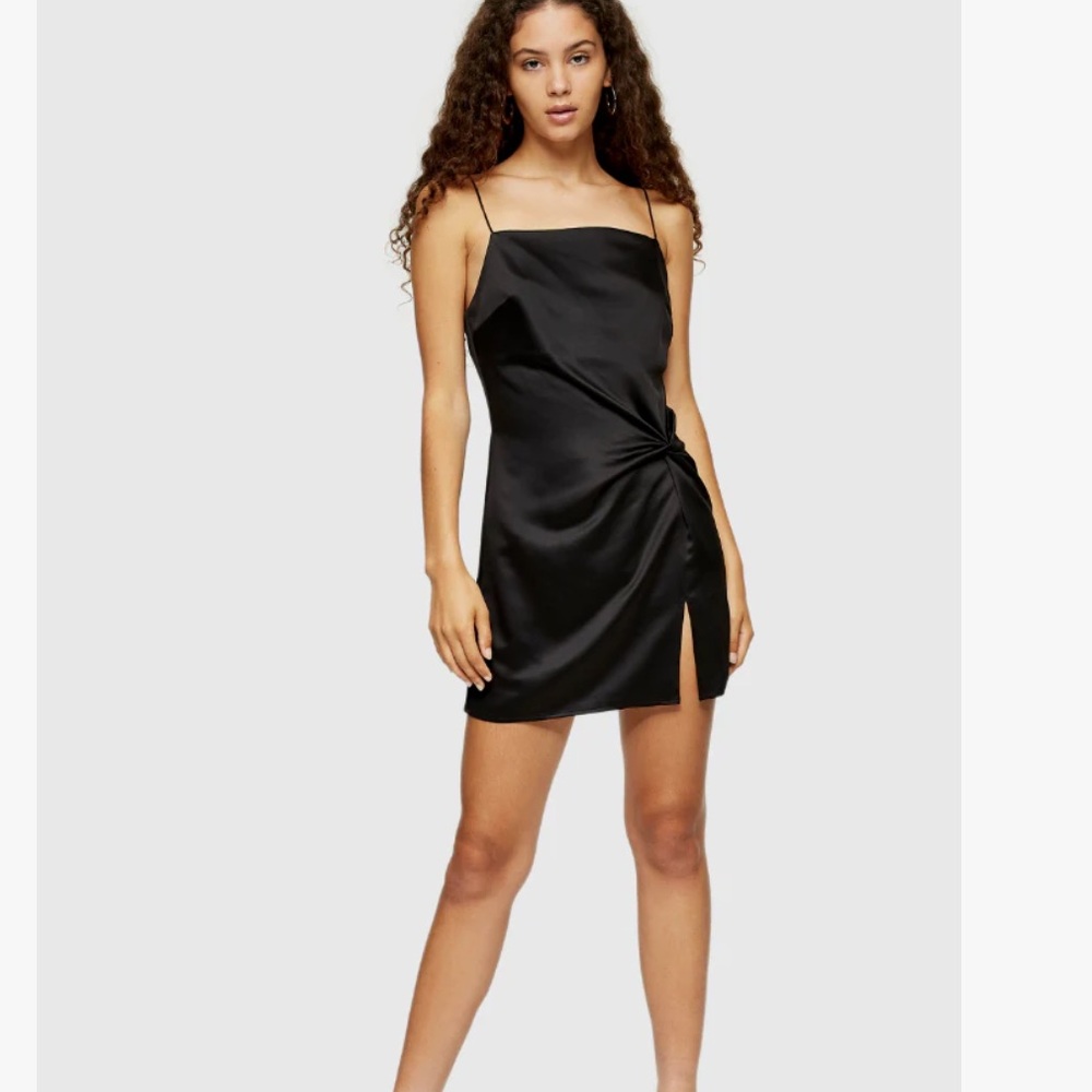 Topshop holiday Black Twist Front Mini Dress
